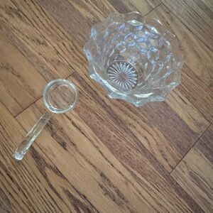 Vintage Clear Glass mayonnaise Bowl and ladle  Glass Set
